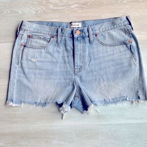 Madewell Blue Denim Distressed Boyshorts Cutoff Edition Jean Shorts E8930.